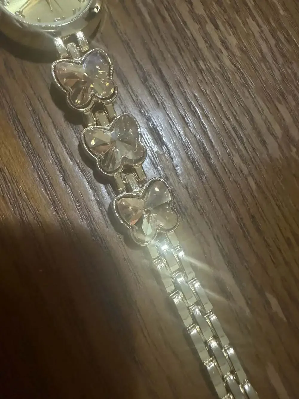 Quartz Gold Tone Butterfly Crystal Bracelet Women's Watch